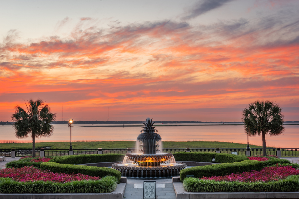 Charleston, South Carolina, USA at Waterfront Park at dawn.