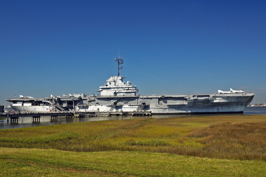 "The USS Yorktown was the 10th aircraft carrier to serve in the United States Navy and was commissioned in 1943. The carrier saw heavy action against the Japanese Navy during WWII.  It is now in permanent dry dock in Charleston, South Carolina and serves as a maritime museum located at Patriots Point."